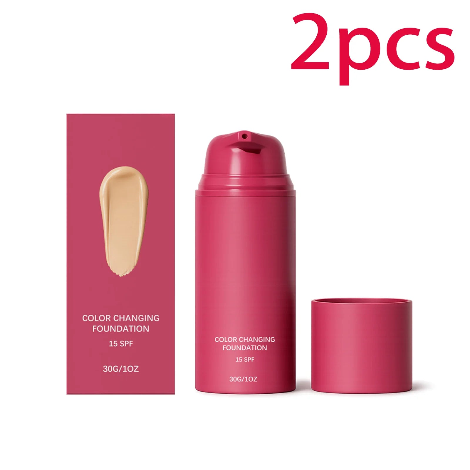 Color Changing Foundation SPF15 Skin Tone Adapting Liquid for Women Self Adjusting Finish Blurs Imperfections Face Makeup Oasis Select 2pcs