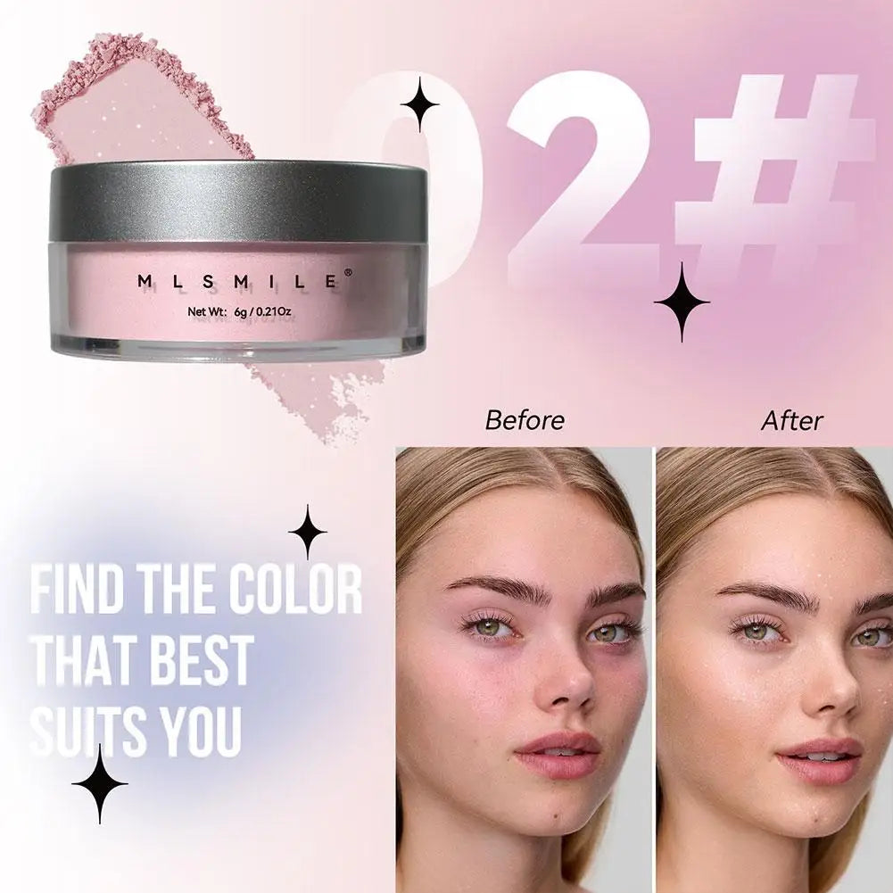 MLSMILE Glitter Loose Setting Powder Oil Control Hide Pore Lasting Concealer Shimmer Face Powder Pearlescent Matte Face Makeup Oasis Select 02