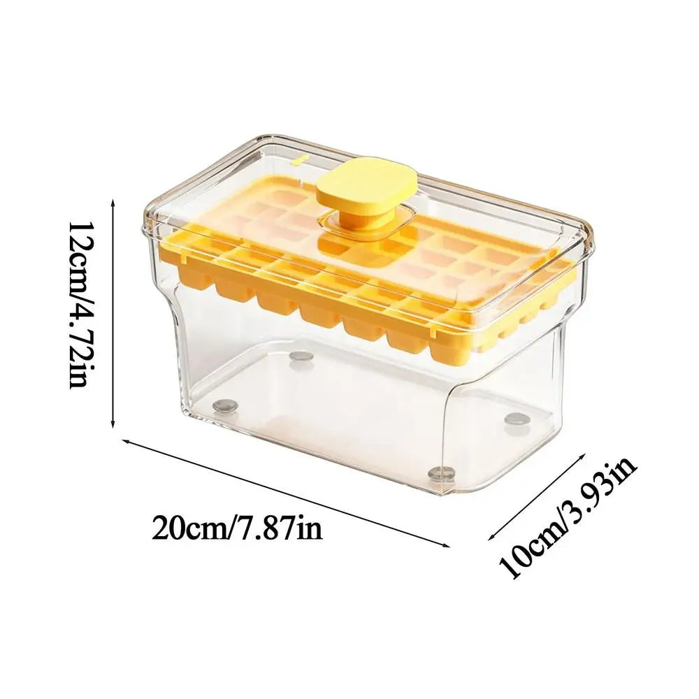 Press Ice Tray Bucket Multifunctional 32 Gride Ice Cubes Mold Ice Maker With One-touch To Release Portable Ice Box Ice Tray Oasis Select Orange