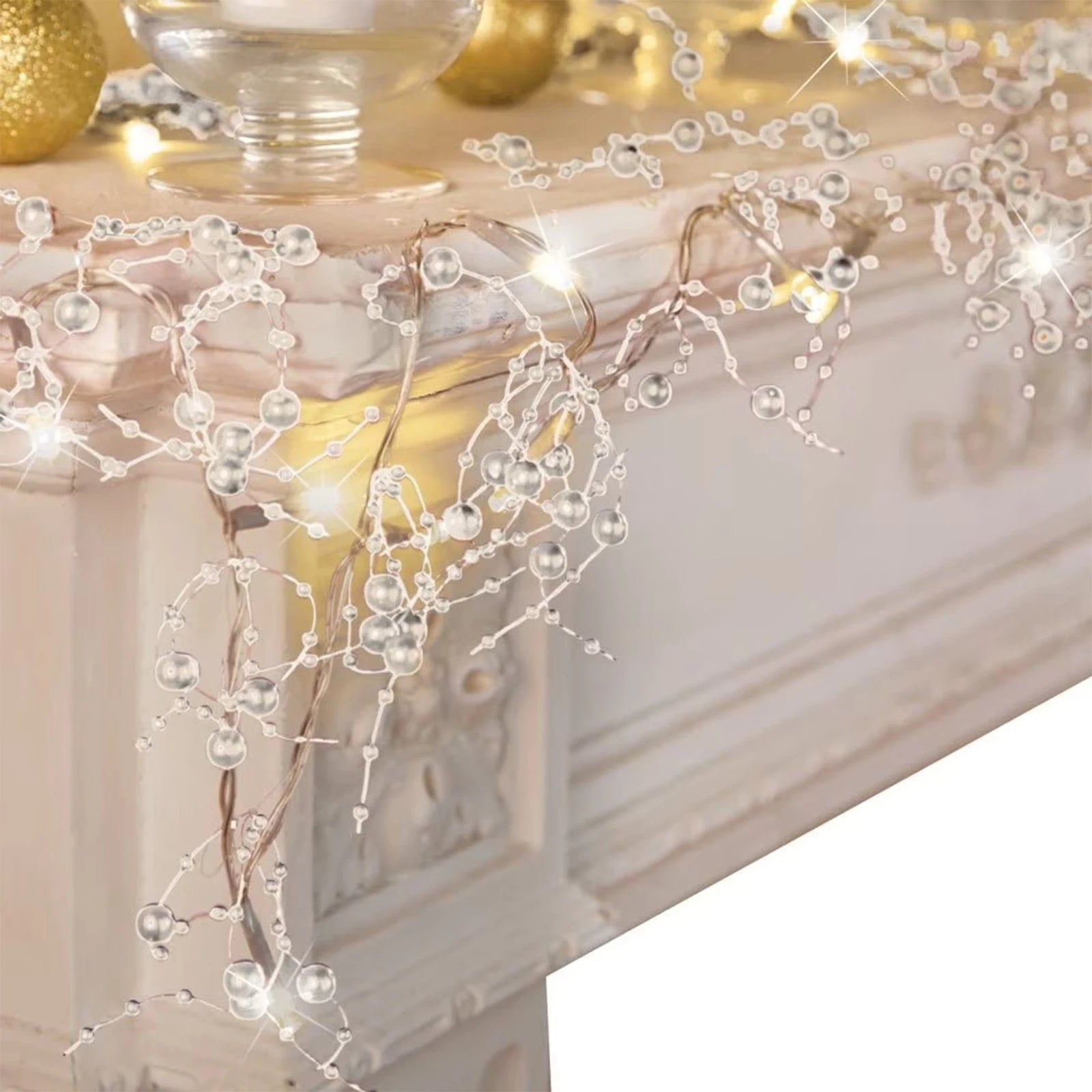 10FT Lighted Berry Beaded Garland – Christmas Indoor Outdoor Decor Christmas Garland Oasis Select White