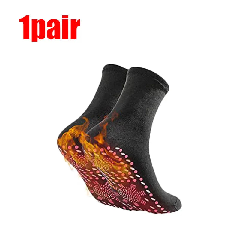 1/2/3/4/6Pairs Self-Heating Shaping Socks Pain Relief Whole Foot Thermal Socks Tourmaline Cold-Resistant for Men Women Outdoor Oasis Select 1pair Black One Size