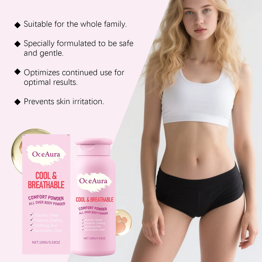 Talc-Free Comfort Powder All Over Body Powder Moisture Absorbing & Friction Reducing Keeps Skin Smooth & Fresh Body Powder Oasis Select