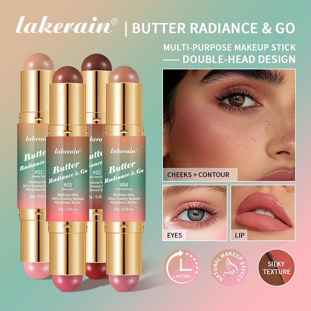 Lakerain Butter Makeup Stick Nature Bronze Colored Matte Effect Moisturizing Smooth Dual-head Design Multi-purpose Makeup Stick Oasis Select
