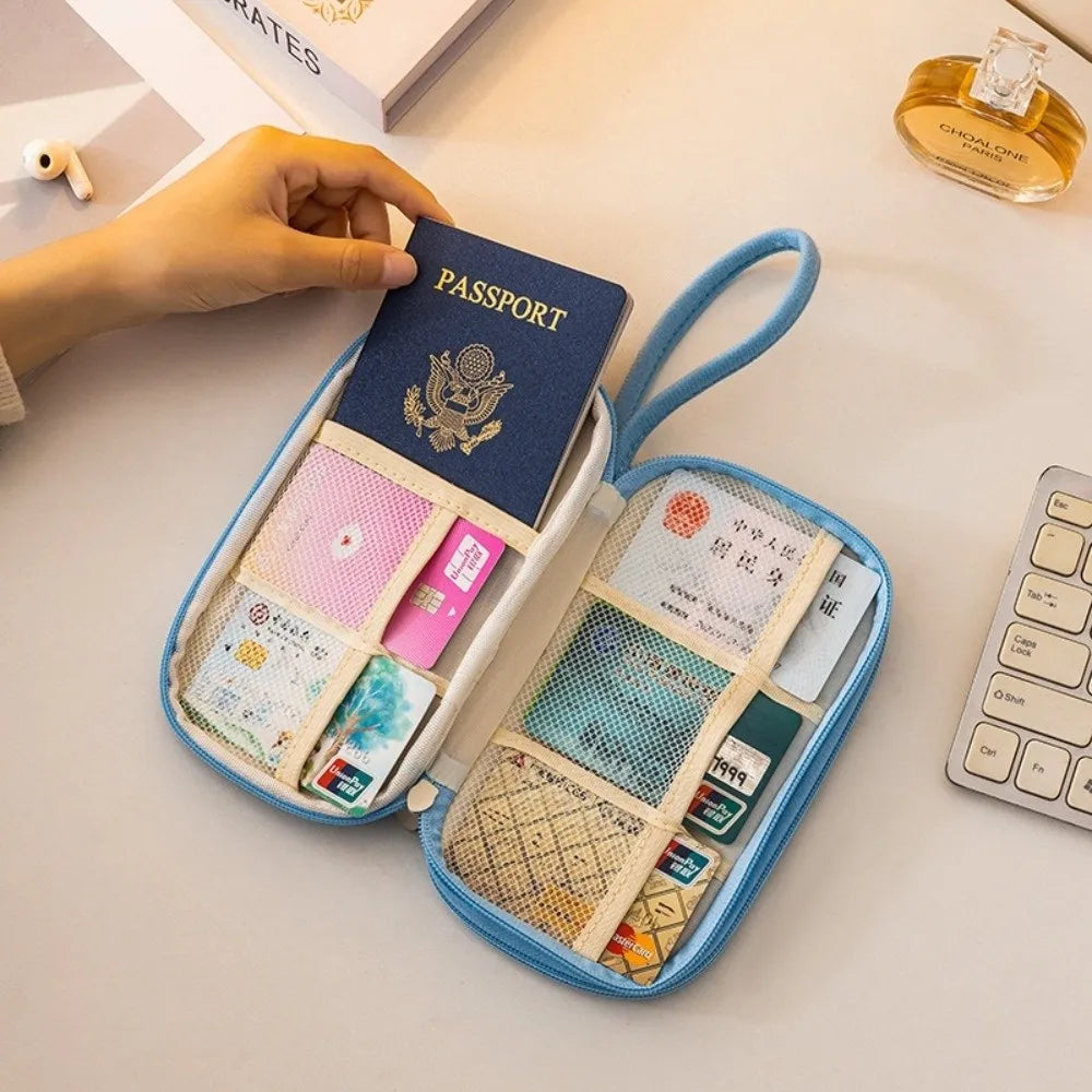 Cartoon Passport Holder Embroidery Waterproof ID Card Storage Bag Multi-layer Large Capacity Documents Passport Organizer Oasis Select