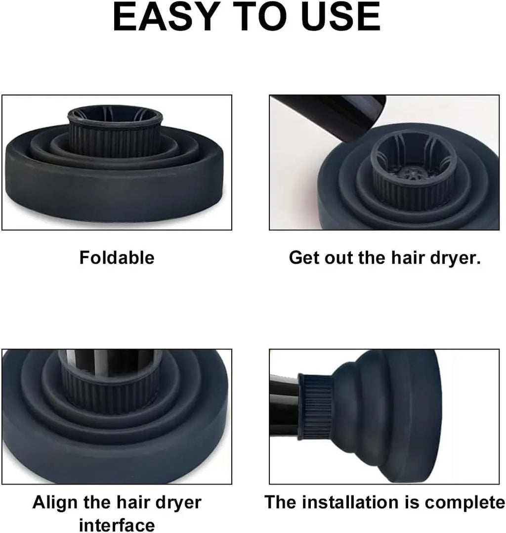 New Salon Tool Black Universal Silicone Hairdryer Diffuser Cover Adjustable Temperature Resistant Dispersing Drying Hair Dryer Oasis Select