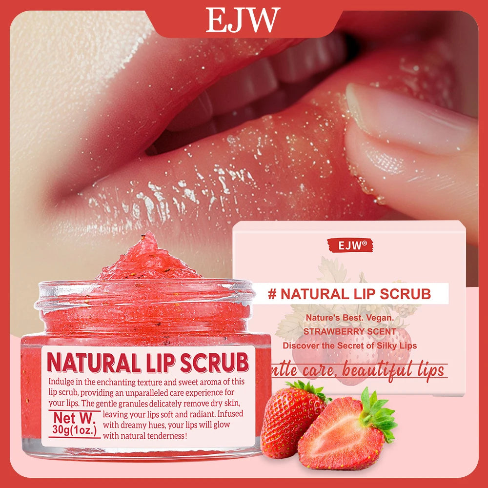 Strawberry Sugar Lip Scrub – Exfoliator & Moisturizer for Dry Lips Sugar Lip Scrub Oasis Select