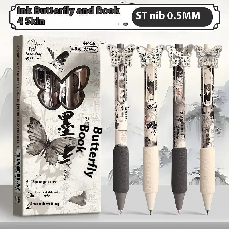 4PCS/Set Retractable Gel Pen with Acrylic Sticker Decoration Cute Cartoon Design Creative Personality Pen for School Office Oasis Select A4