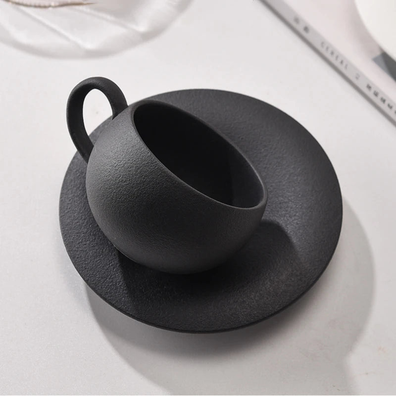 280ML Rock Sand Ceramic Coffee Cup Set Japanese-style Exquisite Afternoon Flower Tea Cup Hotel Upscale Restaurant Coffee Cup Oasis Select