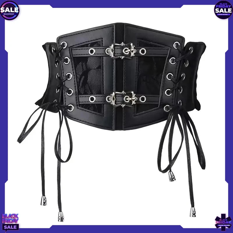Women's Gothic Lace Corset Belt – Retro Punk Elastic Waistband