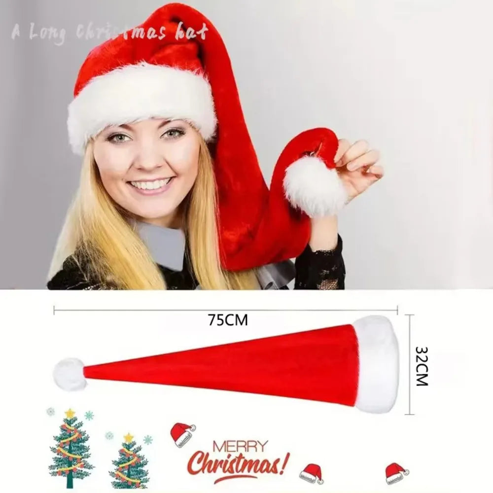 Super Long Plush Santa Hat – Soft Thickened Velvet Christmas Hat