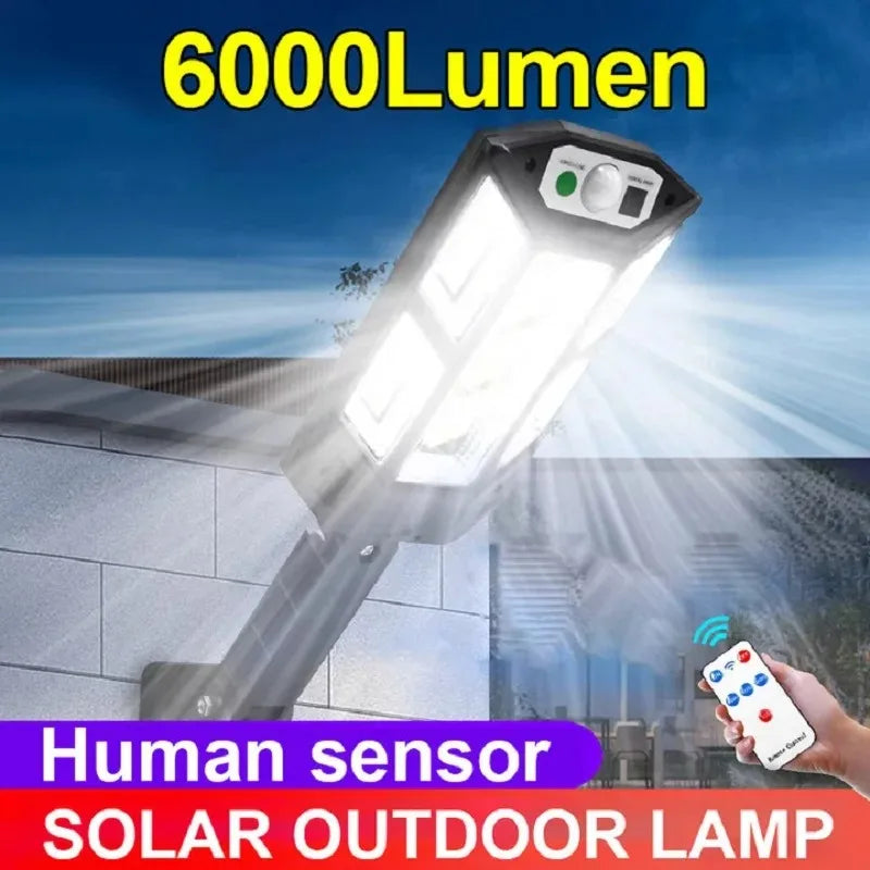 Newest 6000lm Outdoor Solar LED Lamp Super Bright Solar Street Light With Motion Sensor Remote Control Garden Lights Waterproof Oasis Select
