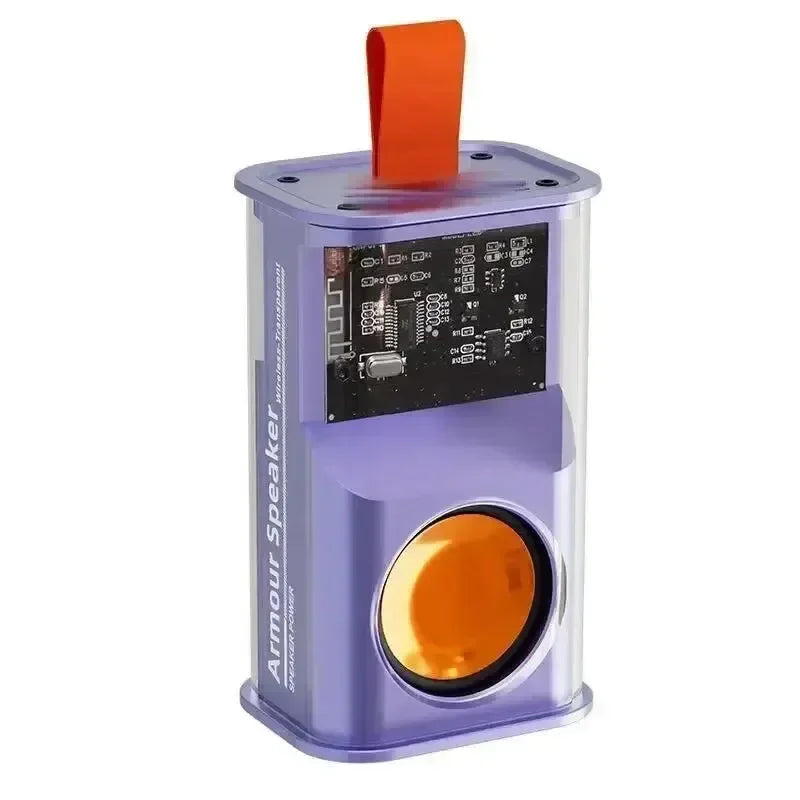Transparent Mecha Bluetooth Speaker Wireless Bluetooth 5.3 Double Bass Diaphragm Subwoofer Music TWS RGB Light Mini Loudspeaker Oasis Select purple