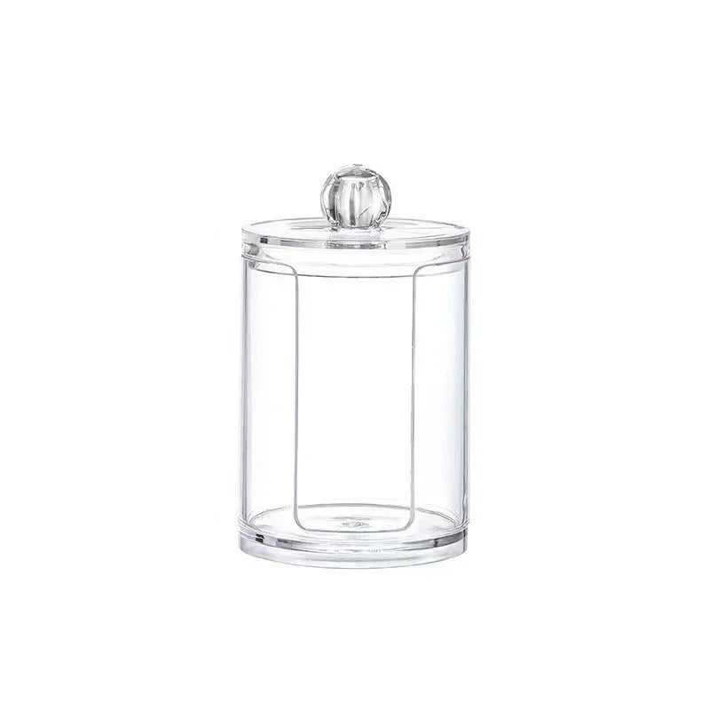 Clear Acrylic Bathroom Storage Jar with Secure Lid Multipurpose Organizer Container for Cotton Pads Swabs Cosmetic Accessories Oasis Select Emerald Green