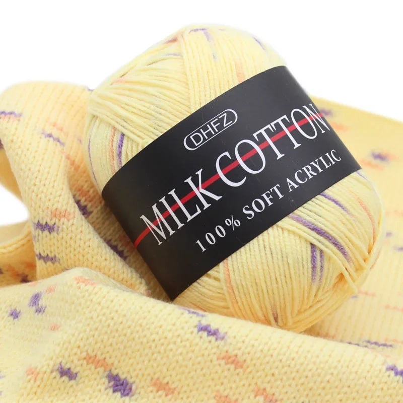 DIY Three Strands Graded Section Dyed Wool Medium Fine Cotton Thread Hand Crochet Doll Milk Cotton Thread Crochet Yarn Oasis Select