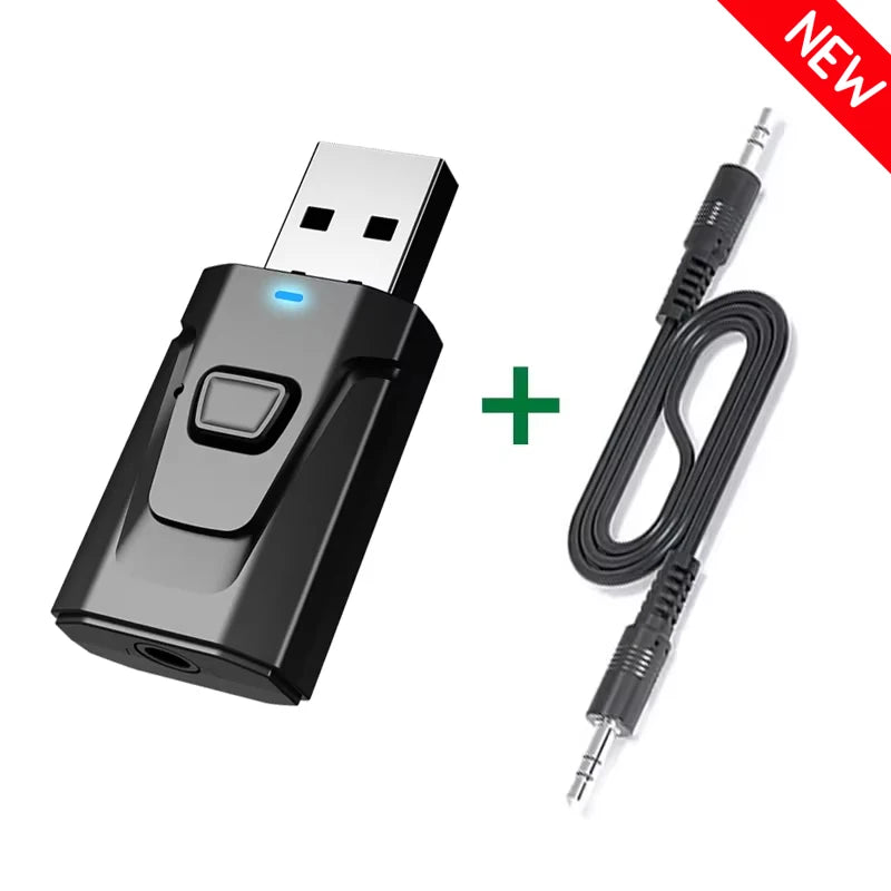 USB Bluetooth 5.4 Audio Transmitter Receiver MIC Wireless Adapter 3.5mm AUX/RCA for TV PC Headphone Home Stereo Car HIFI Music Oasis Select (New) NO RCA Cable