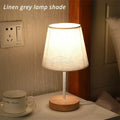 Nordic LED Desk Lamp – Wooden Base & Fabric Shade | USB Night Light