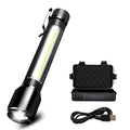 Rechargeable Zoom LED Flashlight Handheld Torch with 3 Modes Waterproof High Power Light Hand Lamp For Working Outdoor Camping Oasis Select 1PC with Box ZOOM