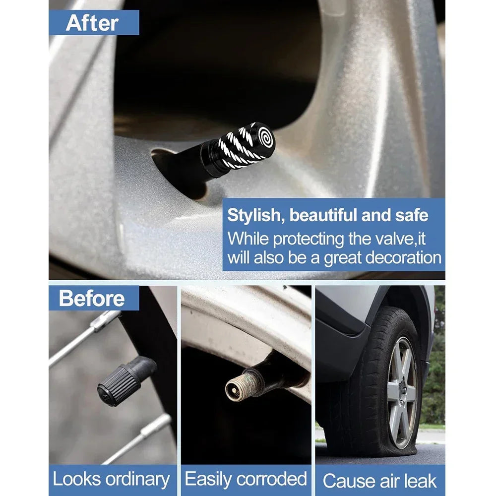 4Pcs Tire Valve Stem Cap Cover Metal Tire Air Caps Corrosion Resistant Leak-Proof Wheel Tyre Stem Covers for Car Motorcycle Bike Oasis Select