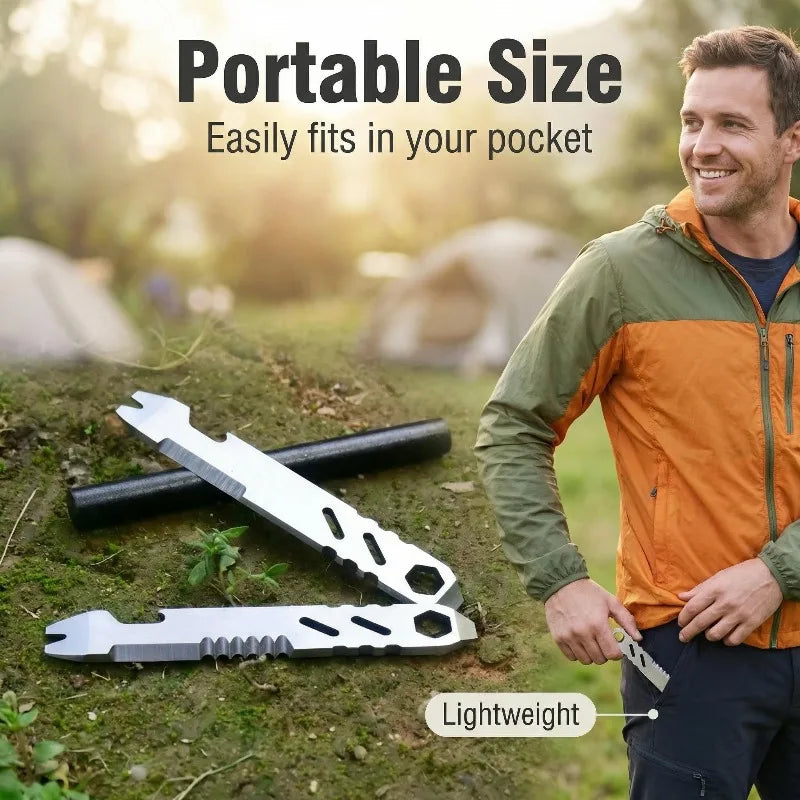 Portable Outdoor Mini EDC Hex Wrench Stainless Steel Multifunctional Pry Bar Bottle Opener Bicycle Repair Tool Camping Equipment Oasis Select