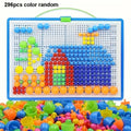 296/592pcs Mushroom Nail Building Blocks Puzzles,Game, Color Cognition Intellectual Educational Toys for Kids 3D Puzzle Game Oasis Select 296pcs