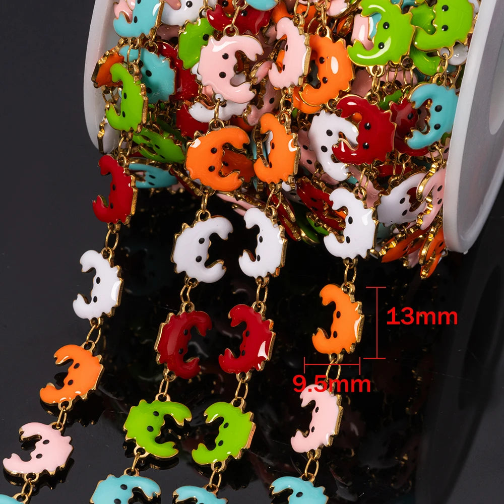 1m Stainless Steels Ocean Animal Oil Drip Chain Enamel Link for Women DIY Crafting Bracelet Jewelry Making Supplies Findings Oasis Select Gold Crab