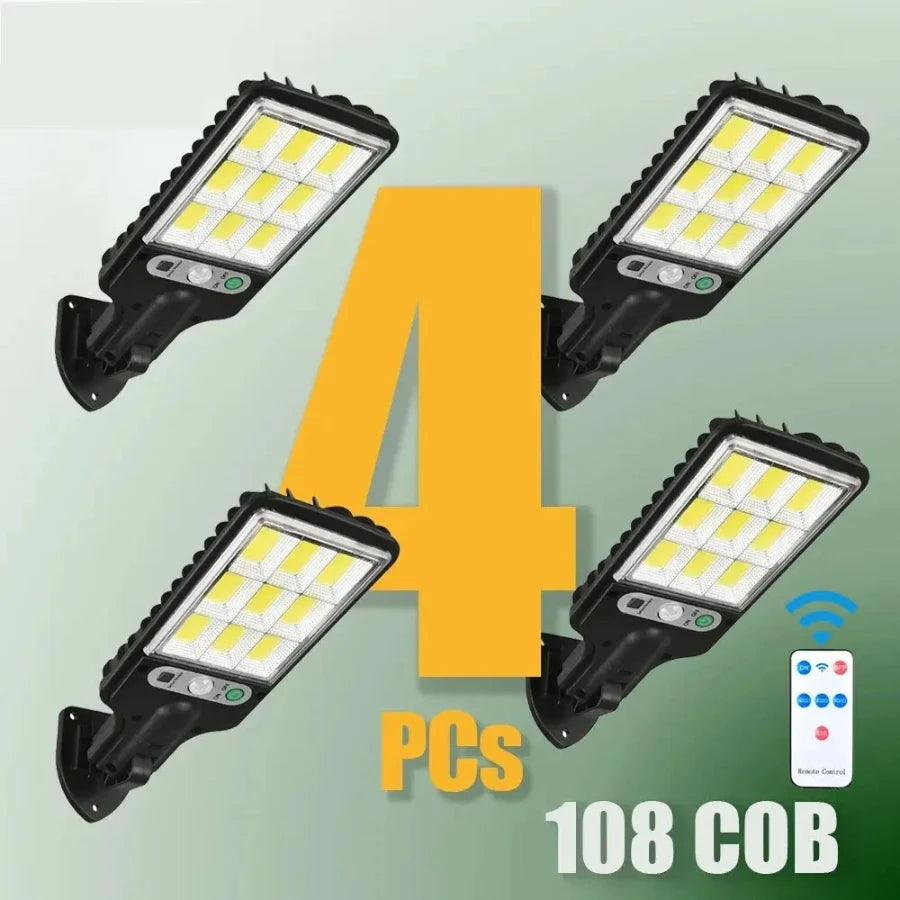 108 COB Sensor Street Lamp 3 Light Modes Outdoor Rechargeable Security Solar Lamps for Garden Patio Path Remote Control Light Oasis Select