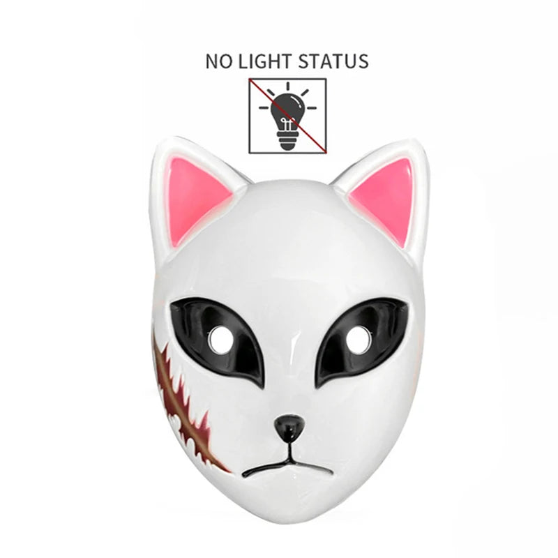 LED Fox Mask Halloween Mask Japanese Anime Cosplay Luminous Mask Suitable for Masquerade Holiday Party No Batteries Included Oasis Select Non-luminous B