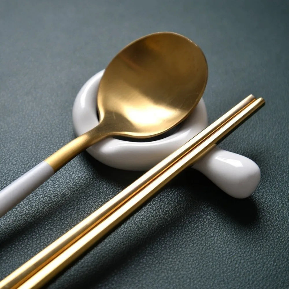6pcs Set Ceramic Chopstick Holders Kitchenware with Spoon Rest Chopstick Egg Stand for Dining Table Decoration Home Ornament Oasis Select