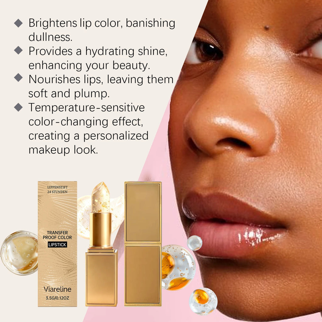 3.5g Gold Leaf Lip Balm Color Changing Temperature Reactive Moisturizing Natural Tint Non Greasy Long Lasting Hydrating Lip Care Oasis Select