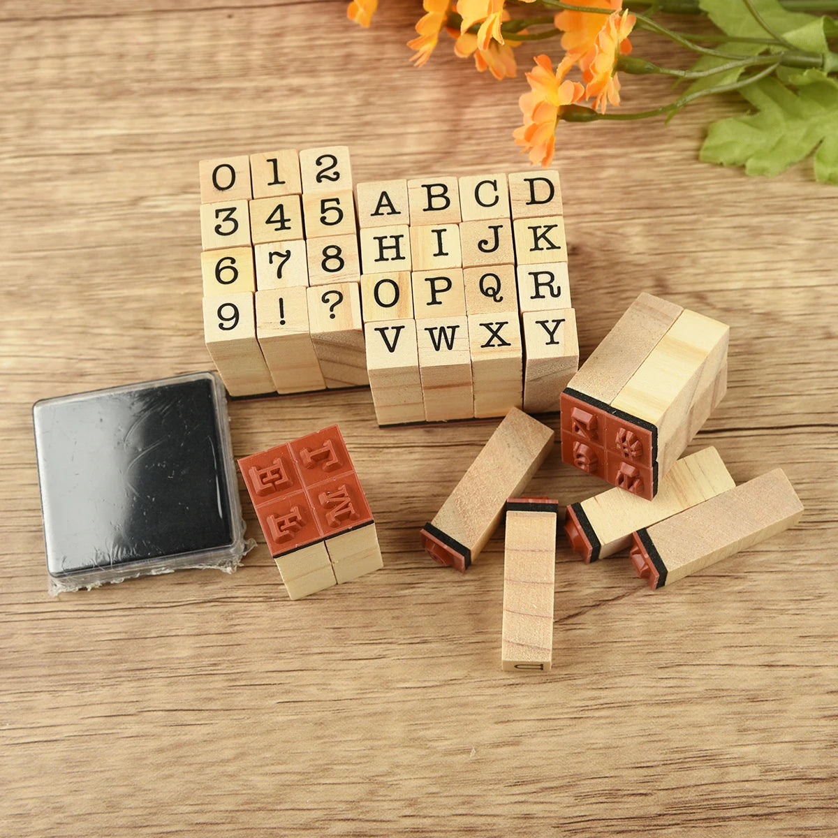 40Pcs Alphabet Stamps Vintage Wooden Rubber Letter Standard Stamp Set for Craft Card Making Planner Scrapbooking Journals Oasis Select