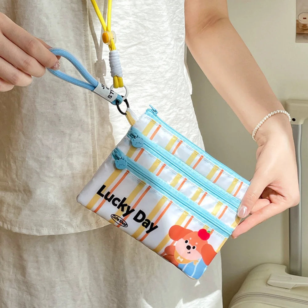 Cute Waterproof ID Card Storage Bag Multi-function Portable Plane Ticket Card Bag Cute Cartoon Passport Clip ID Card Storage Oasis Select B-Long Rope