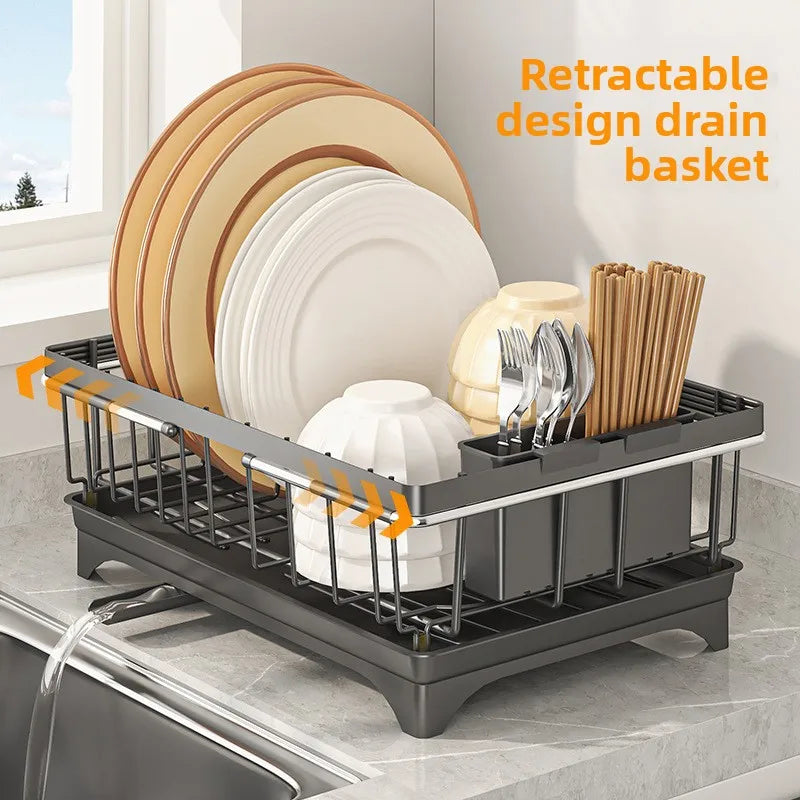 Sink Drain Basket Retractable Sink Dish Drain Rack Dish Storage Rack Kitchen Fruit and Vegetable Shelf Oasis Select