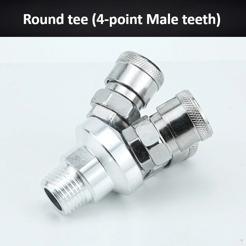 Three Way and Two-waySMV SMY Air Compressor Pneumatic Joint Circular Bidirectional Circular Internal Thread Quick Connector Tool Oasis Select Round tee SMYsilvery 4 points male thread