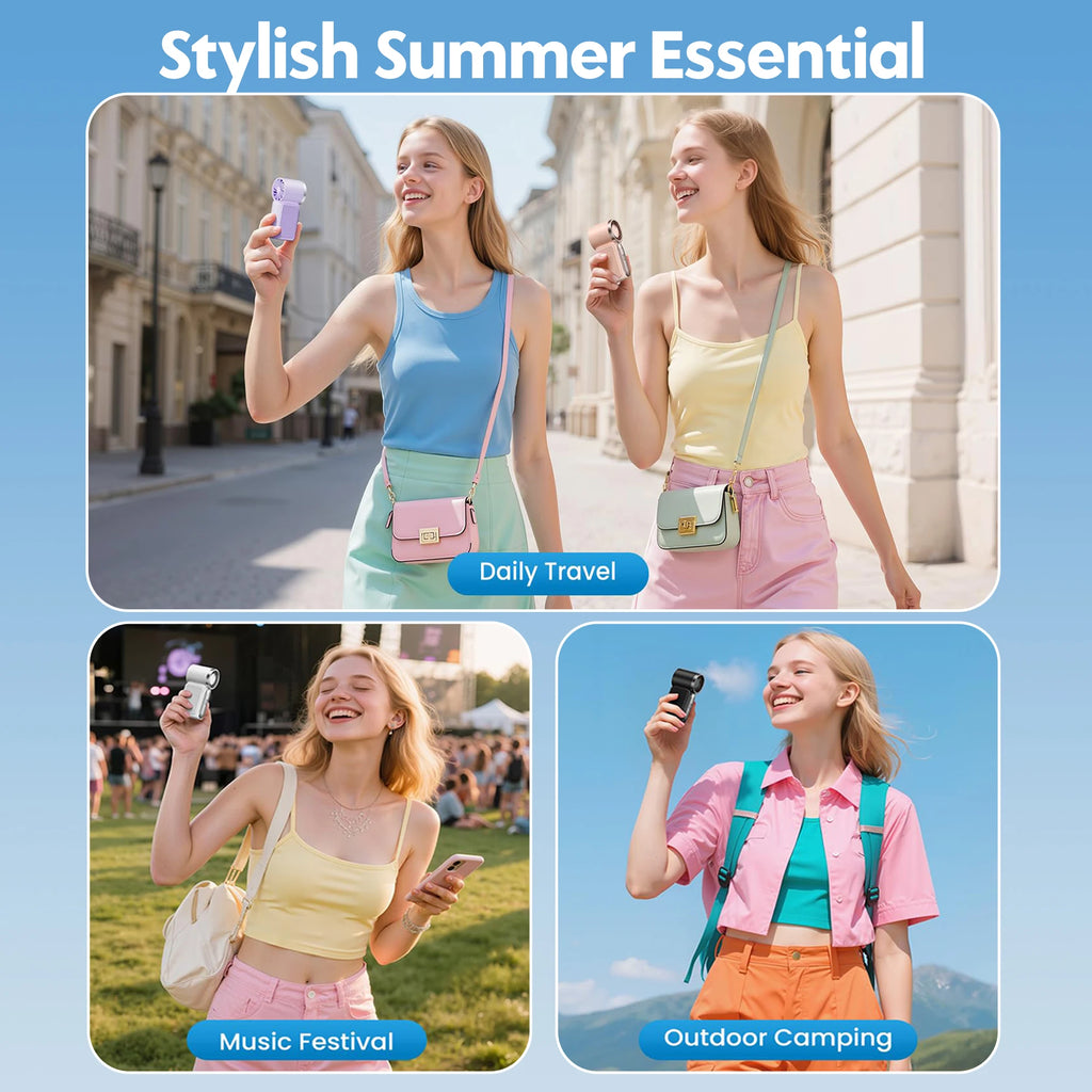 Long Lasting Turbo Mini Handheld Fan USB Rechargeable Portable Outdoor Small Fan High Speed Powerful Airflow Cooling Gadget Oasis Select