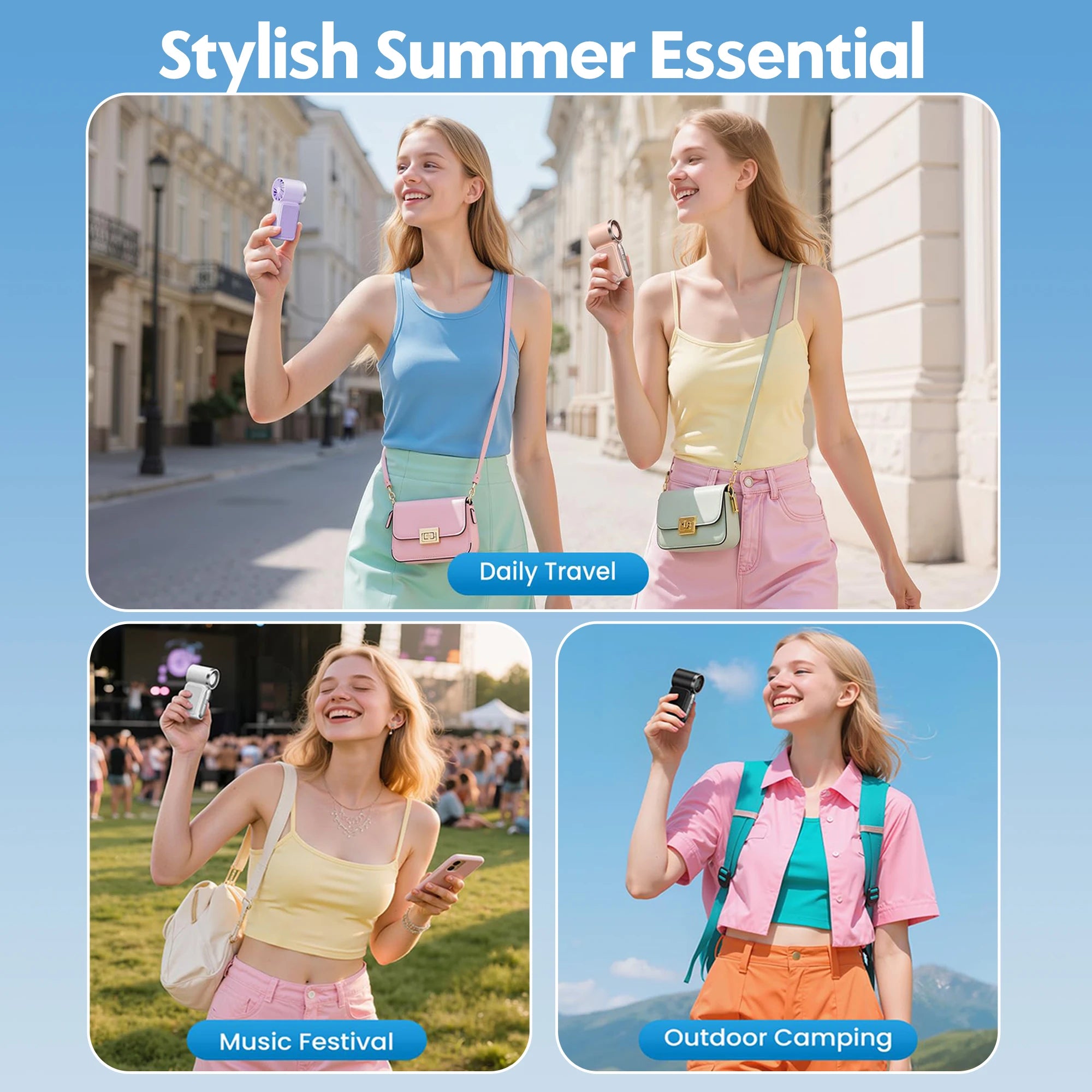 Long Lasting Turbo Mini Handheld Fan USB Rechargeable Portable Outdoor Small Fan High Speed Powerful Airflow Cooling Gadget Oasis Select