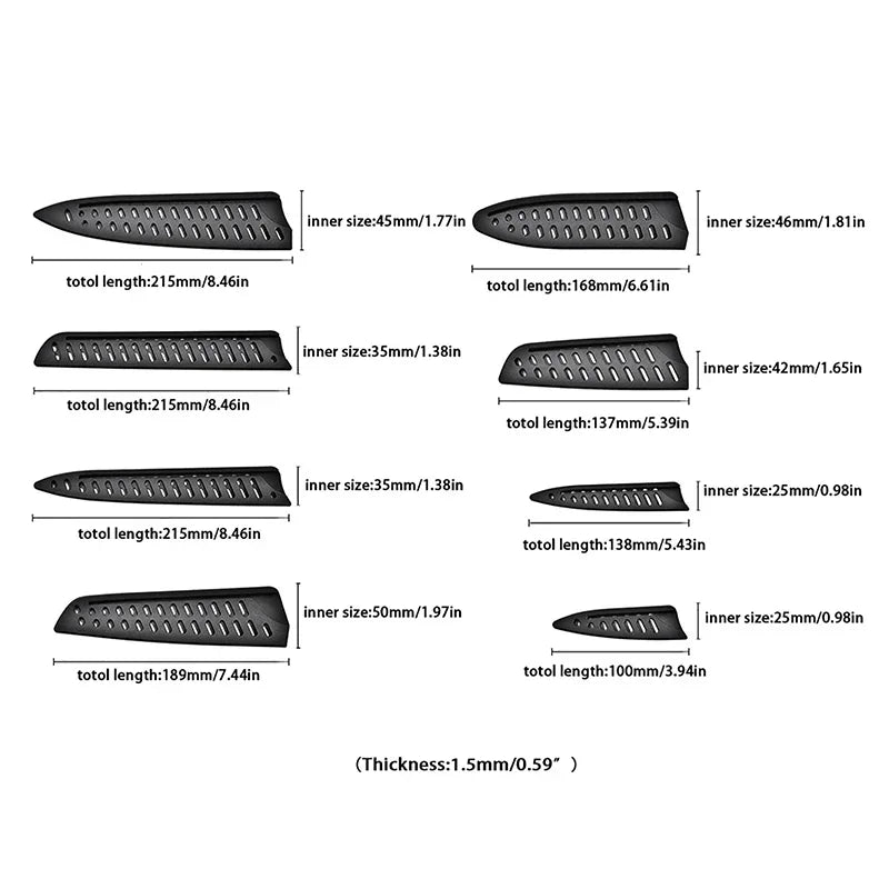 Kitchen Knife Sheath Black Plastic Knife Covers Knife Blade Protector Cover Edge Guards Case Kitchen Accessories 3.5-8 Inches Oasis Select