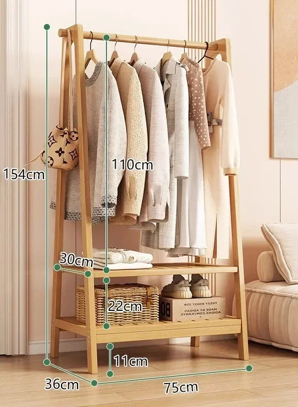 Clothes rack, floor to ceiling, bedroom, household, hanging clothes rack, simple and multifunctional storage rack, clothes rack Oasis Select double-layer 75cm A