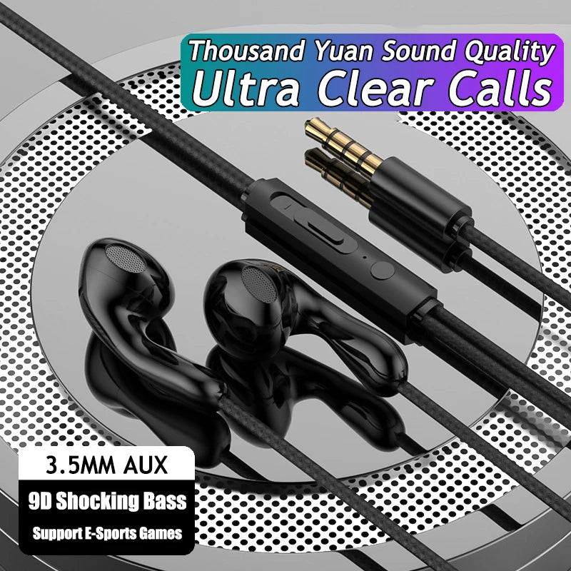 Wired Earphone 3.5mm AUX/Type C HiFi Surround Heavy Bass With MIC In-Ear Game Music Headsets For Samsung Huawei Xiaomi iPad PC Oasis Select 3.5MM AUX Black