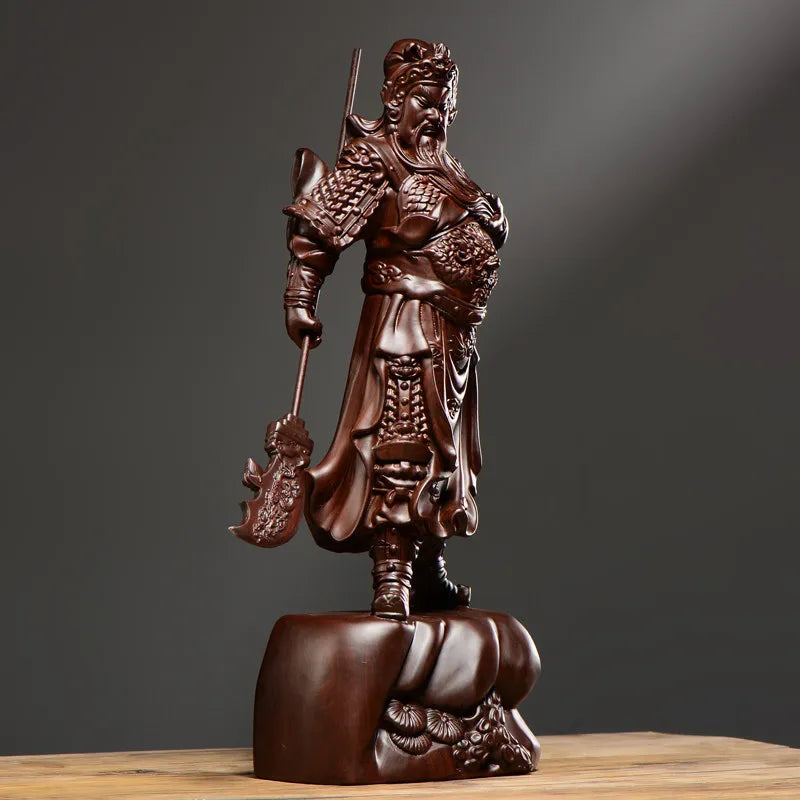 Ebony Wood Carved Guan Gong Statue Home Living Room Entrance Decor Craft Gift Living Room Decoration Oasis Select