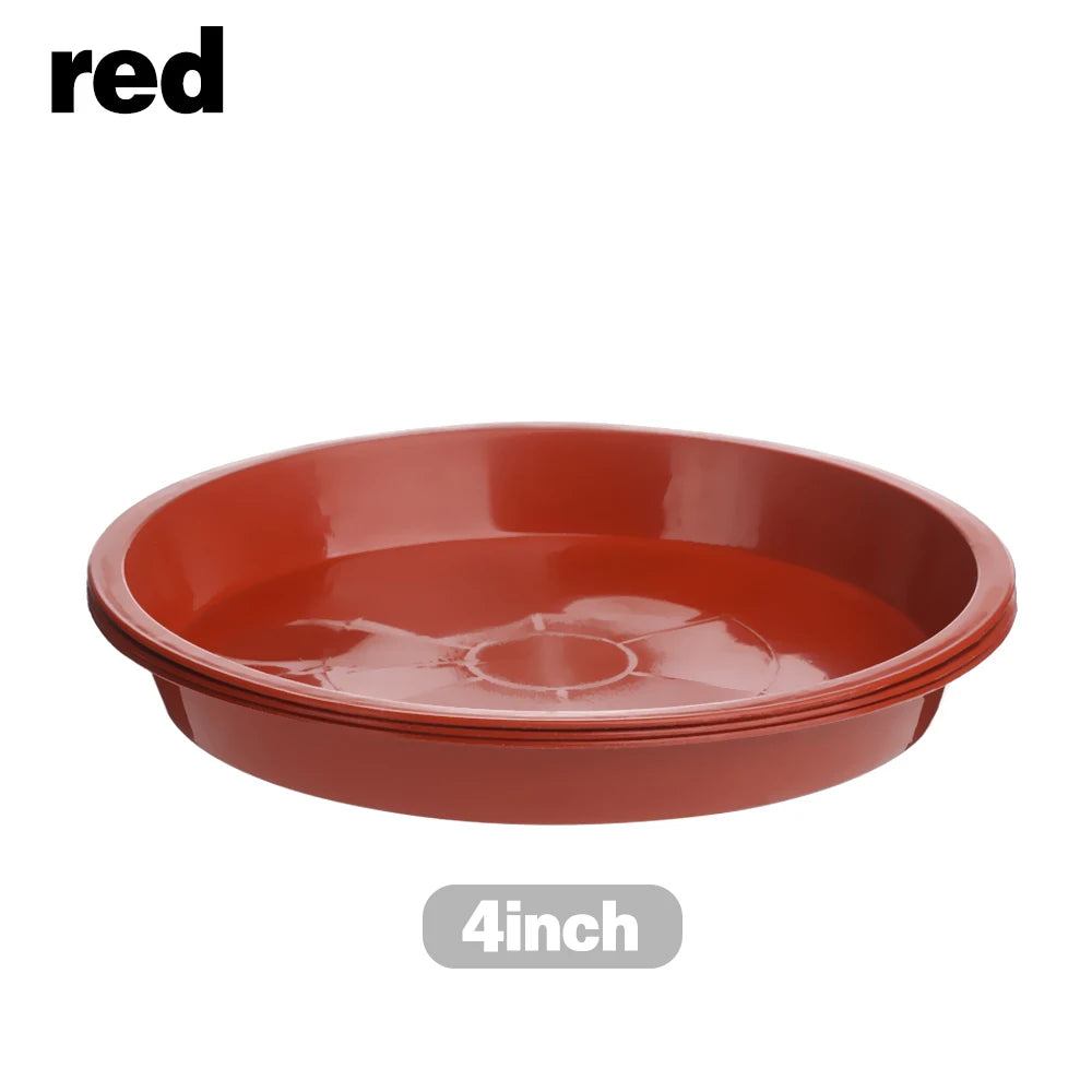 3Pcs Round Shaped Plant Trays Durable Plastic Drip Trays Heavy Duty Tray Saucers Red White Black Indoor Outdoor Flower Pot Oasis Select red-4inch
