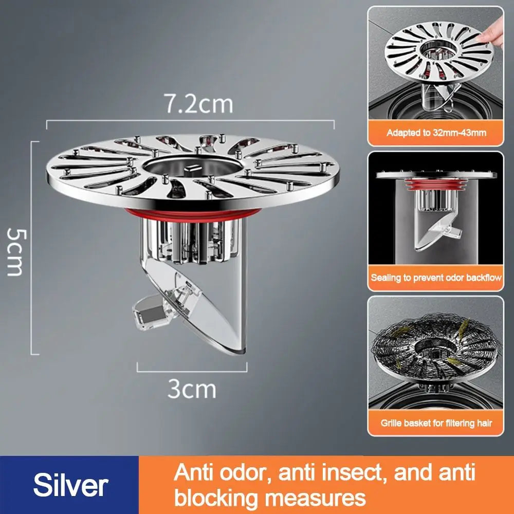 New Anti Odor Floor Drain Core Removable Colander Basin Drain Filter Insect Prevention Seal Stopper Kitchen Bathroom Accessories Oasis Select silver