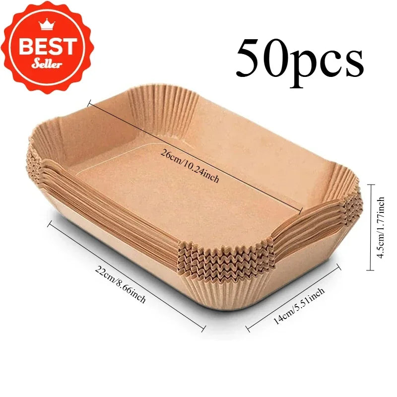 Disposable Air Fryer Paper Non-Stick Kitchen Baking Airfryer Mat Oilproof Micro-wave Barbecue Pad Baking Paper Liner Accessories Oasis Select 50PCS