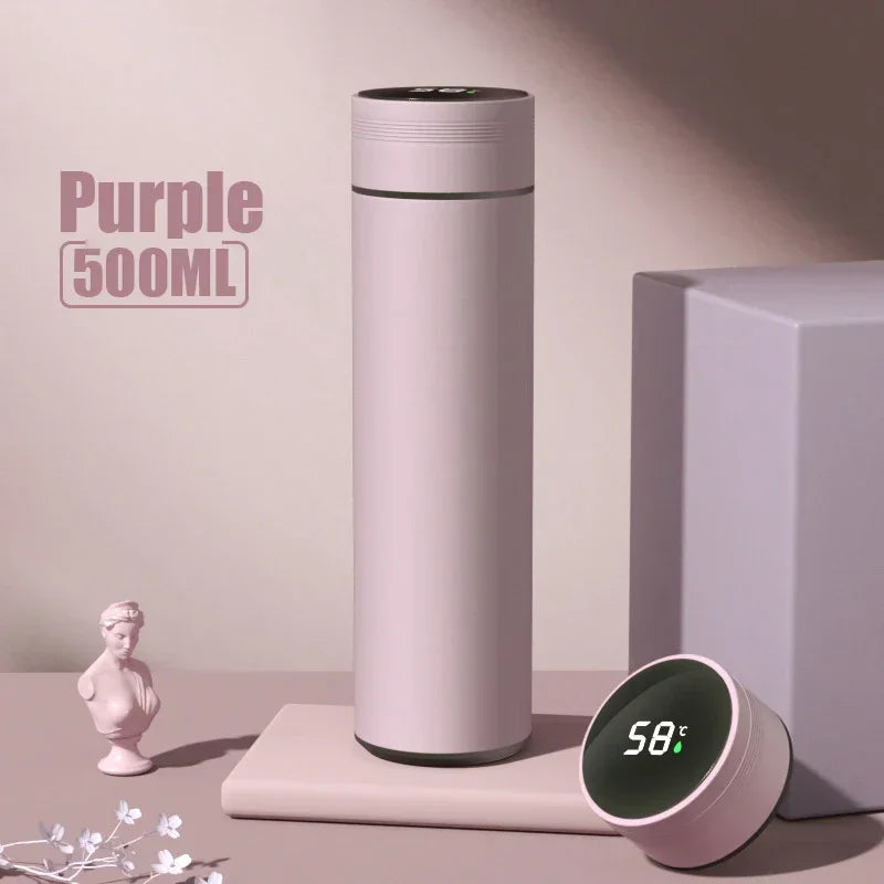 500ML Temperature Display Thermos Cup Stainless Steel Divided Thermos Bottle Outdoor Vacuum Insulated Cup Father's Day Gift Oasis Select Purple 500ml