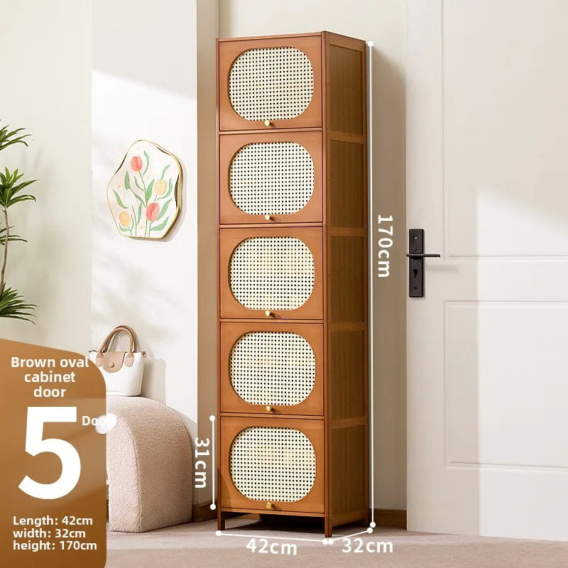 Household entrance shoe cabinet large capacity simple narrow multi-layer vertical small shoe cabinet corridor Oasis Select Brown-11 layers