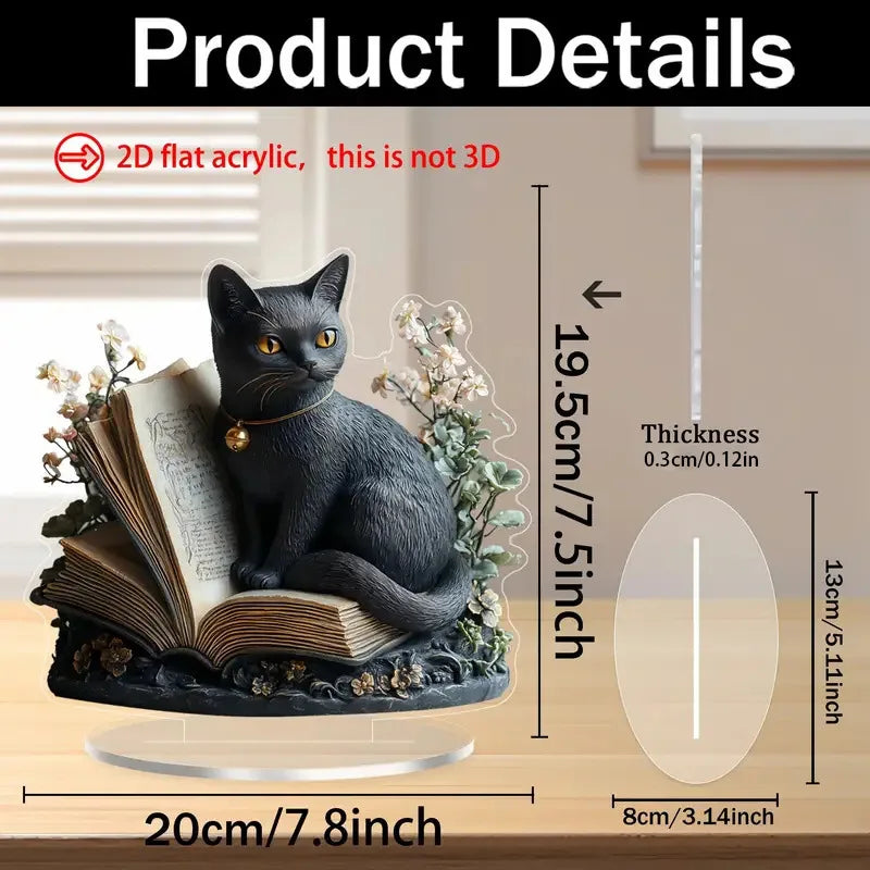 2D Colorful Animal Acrylic Ornaments Colorful Cat Figurine Decoration Kitten Standing Miniature Desktop Decoration For Home Oasis Select B24