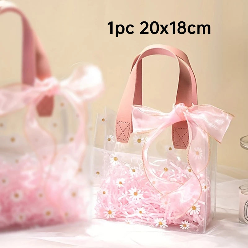 1PC Daisy Tote Gift Bag Candy Bag Thanksgiving, Day of the Dead, Eid al-Fitr, Deepavali, Christmas Portable Gift Jewelry Bag Oasis Select rosy 20x18cm 1pc Other