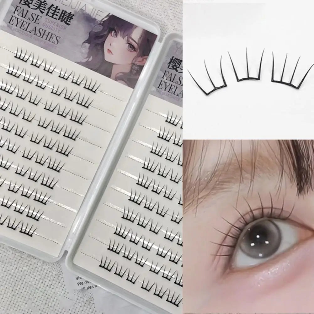 Self-Adhesive Cluster False Eyelashes – No Glue Wispy Korean
