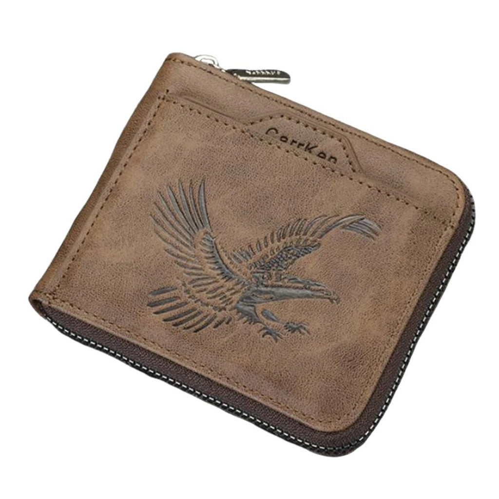Men's Vintage Eagle-Embossed PU Leather Wallet | Multi Card Slot