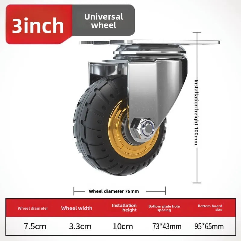 1pc 3/4/5 Inch Universal Mute Caster - Soft Elastic Rubber Wheel for Heavy Duty Carts & Furniture - Moving Assistant Oasis Select 3 inch B