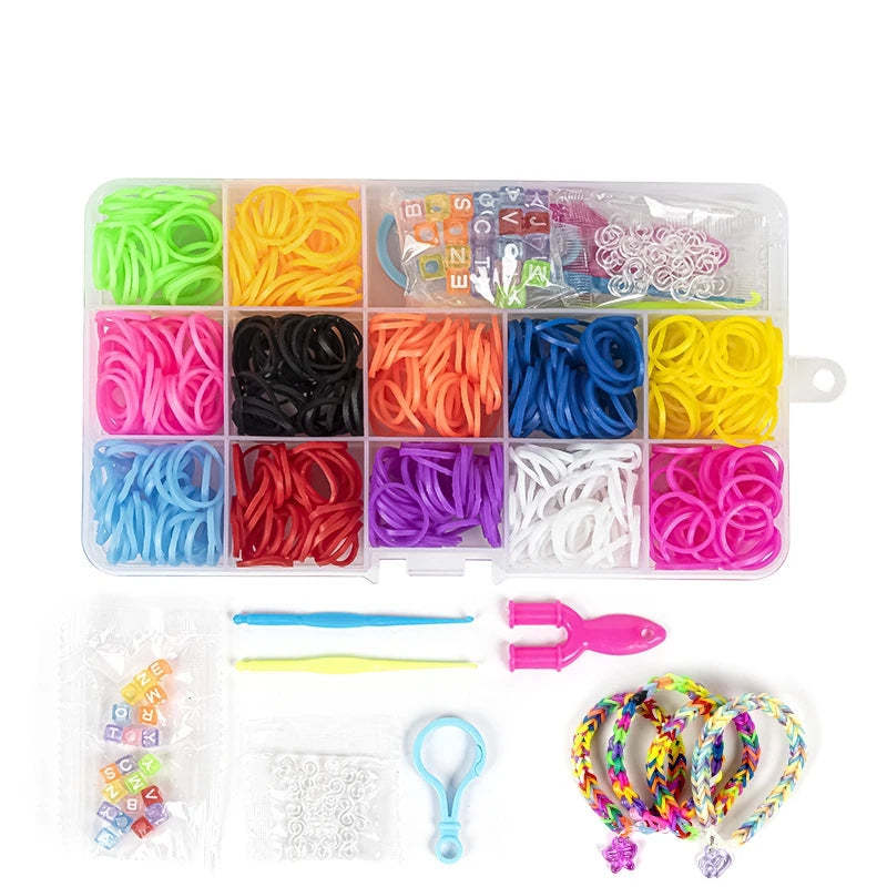 1Set Elastic Rubber Band Refill Loom Bracelet Kit Organizer for DIY Knitting Friendship Craft Girl Kid Creativity Birthday Gift Oasis Select Clear